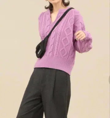 BY 울 케이블 스키퍼 넥 니트