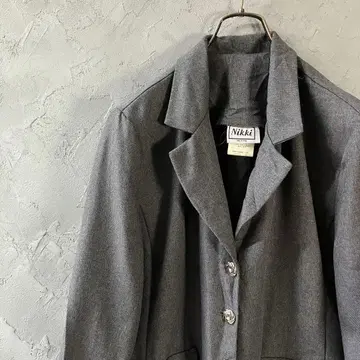 빈티지 테일러드 자켓 풀 버튼 심플 무지 그레이 LO16