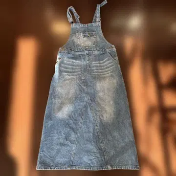 데님 롱 오버롤 스커트 여성용