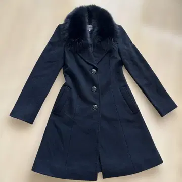 Pinky&Dianne 블랙 퍼 부착 롱 코트 38