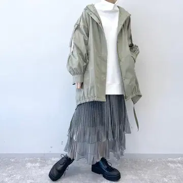 JEANASIS 몬스터 후드티 올리브 그린 모즈 코트