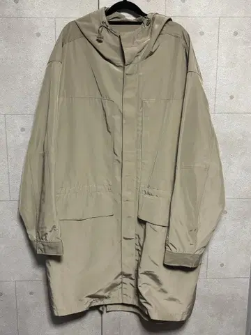 COS 베이지 모즈 코트 후드 부착