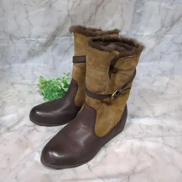 새상품급 HawkinsSports 무스탕 벨트 미들 퍼 부츠