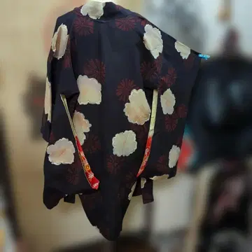 앤티크 롱 겉옷 칠흑 크레이프 원단 긴 소매