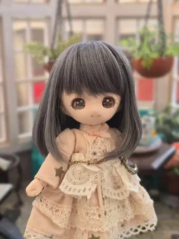 오비츠11용 가발 ( 4.5인치 ) 세미롱 그레이