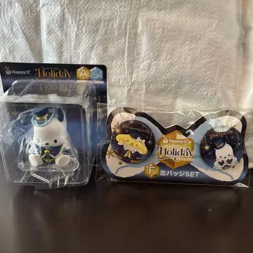 Happy 복권 산리오 포차코 A상 피규어 F상 캔뱃지 SET