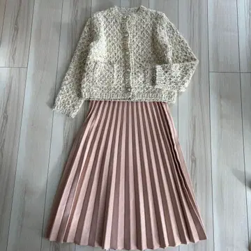 ANAYI 플리츠 스커트 니트 스커트 M 핑크