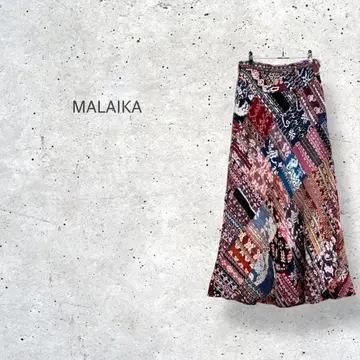 [ MALAIKA ] 롱 플레어 스커트 패치워크 에스닉 동양풍