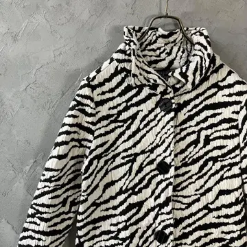 빈티지 자켓 개성있는 개더 애니멀 무늬 풀 버튼 LO21