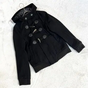 [앤드에이] (42) 후드 부착 숏 기장 더플 자켓 블랙