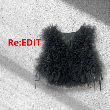 Re:EDIT V넥 튤 프릴 뷔스티에 포멀 세레모니