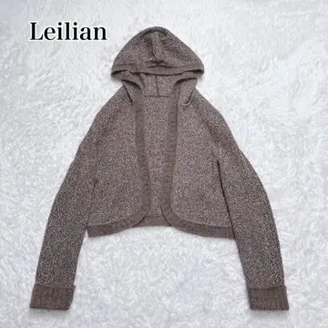 Leilian 레리안 실크 모헤어 혼방 후드 부착 니트 볼레로 가디건