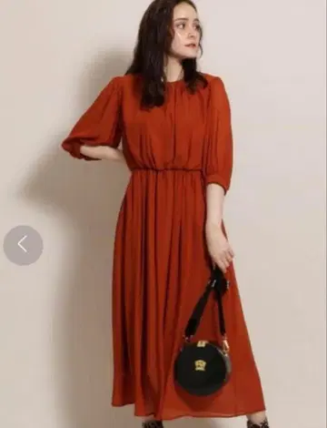 미사용 새상품 아나텔리어 커리어 롱 원피스 A라인 테라코타 M