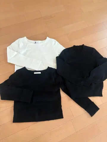 긴팔 니트 3종 세트 블랙 화이트