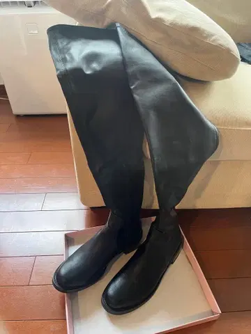 블랙 가죽 니하이 부츠 M 사이즈 JEANASIS