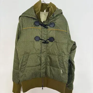 DANSKIN 올리브 그린 체크 무늬 패딩 자켓 M