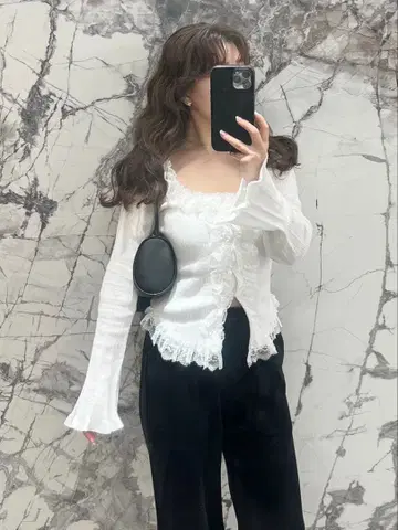 SNIDEL sustainable 프릴 니트 풀오버 그레이