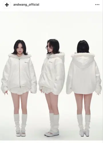 andwang Kirakira 2way 퍼 집업 화이트