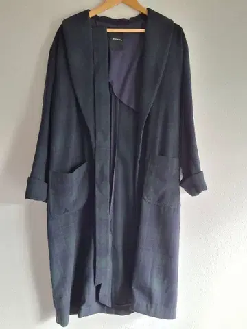 JEANASIS 다크 그린 체크 롱 코트