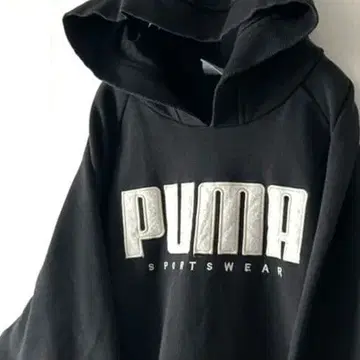 푸마 PUMA 로고 자수 맨투맨 후드티 XL 블랙 블랙 구제 의류