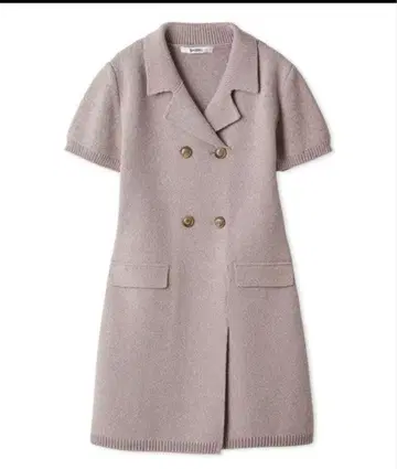 SNIDEL 옅은 핑크색 더블 브레스트 반팔 니트 원피스