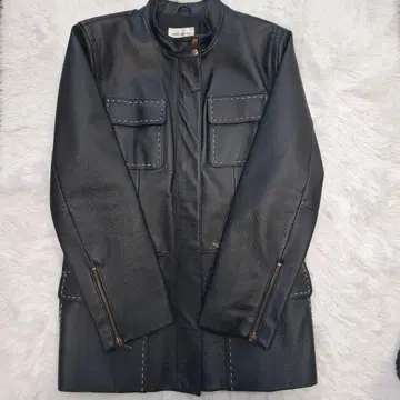 돈피 Y2K 가죽 스탠드 카라 자켓 멀티 포켓 지퍼