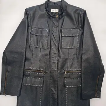 돈피 Y2K 가죽 스탠드 카라 자켓 멀티 포켓 지퍼