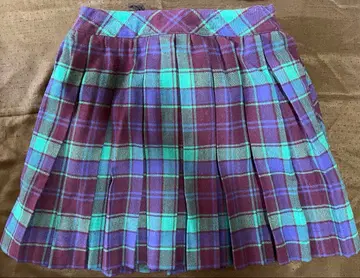 제인 마플 블루 계열 체크 박스 플리츠 스커트