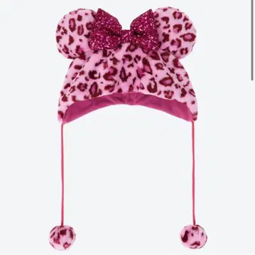 디즈니 미니 팬캡 레오파드 무늬 핑크