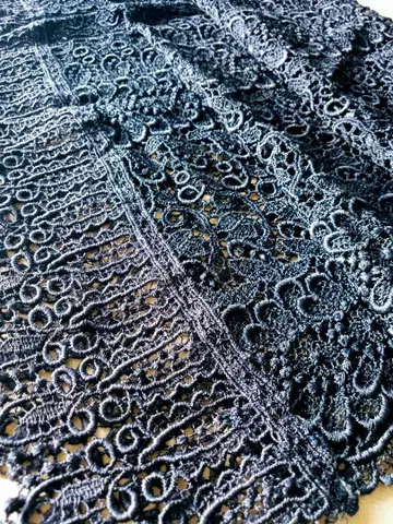 다크 블루 레이스 숄 꽃무늬 L9