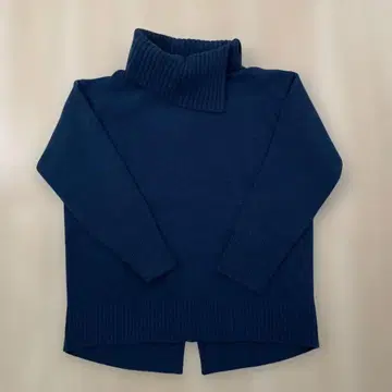 미사용 INDIVI 세탁 가능한 터틀넥 스웨터 네이비 블루 38/M