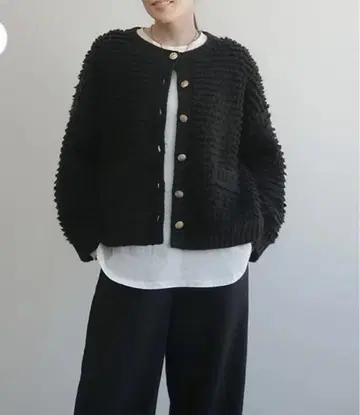 블랙 니트 가디건 여성용 루프
