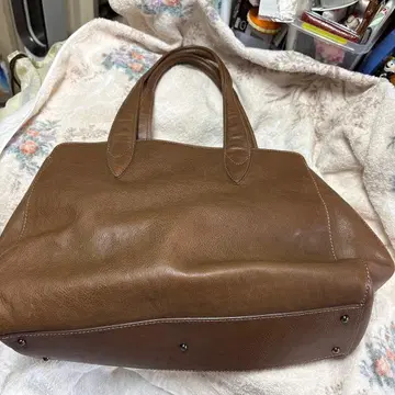 츠치야 가방 브라운 가죽 토트백