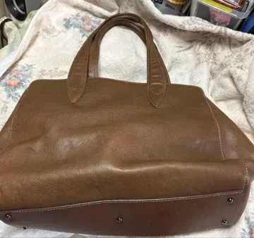 츠치야 가방 브라운 가죽 토트백