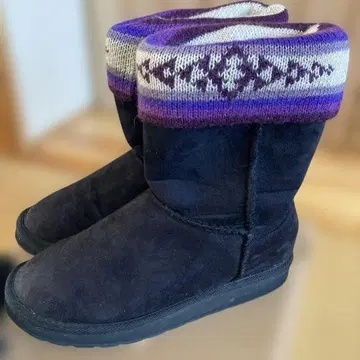 블랙 스웨이드 숏부츠 니트 접이식 포함