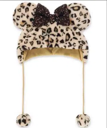 디즈니 미니 마우스 레오파드 무늬 모자 팬캡 레오파드 베이지