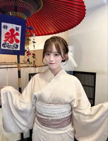 GRL 새틴 유카타 세트 오비 기모노 착용법 세트