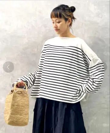 journal standard luxe 패널 보더 보트넥 풀오버