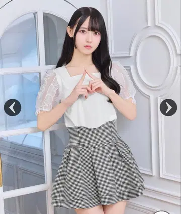 M 사이즈 슬림 레그 스커트 하운드투스 체크 패턴 (이너 팬츠 포함)