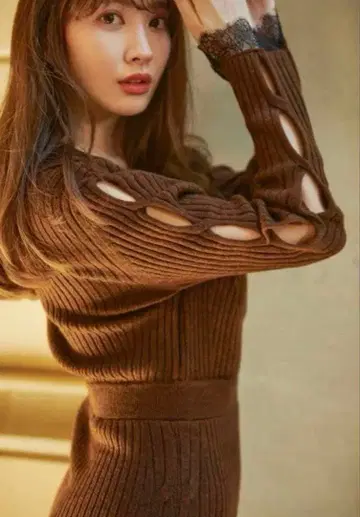 Herlipto 랩 이펙트 니트 드레스