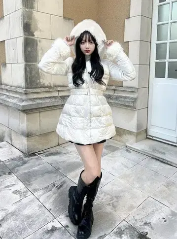 [새상품 즉시 발송] GRL 벨트 포함 퍼 A라인 다운 코트 [kd79]