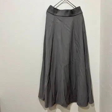 [리디] Re:EDIT (사이즈 M) 그레이 플레어 롱 스커트 허리밴딩