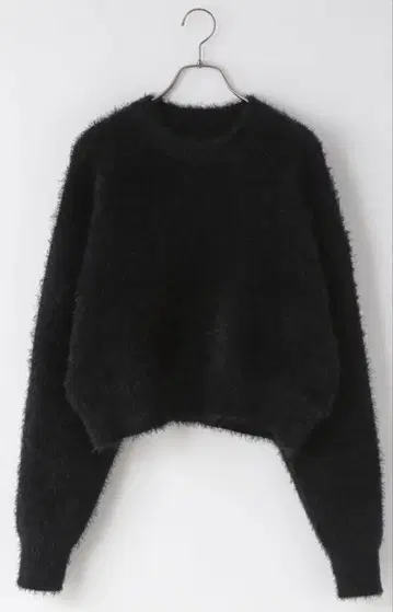 [ 미사용 새상품 ] 로리즈팜 샤기 풀오버 LS 블랙 숏 기장