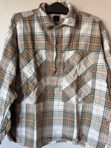 NEPENTHES HOGGS 체크 무늬 풀오버 플란넬 셔츠