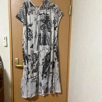 요하네 흑백 패턴 프린트 원피스