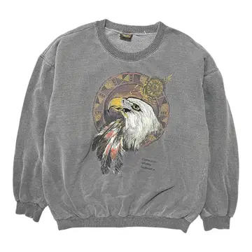 USA 구제 의류 캐나다제 90S 이글 흰머리수리 맨투맨 핸드페인트