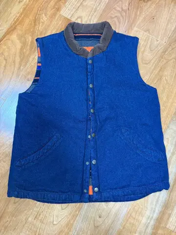 참스 블루진/플리스 리버서블 충전솜 베스트 L 사이즈