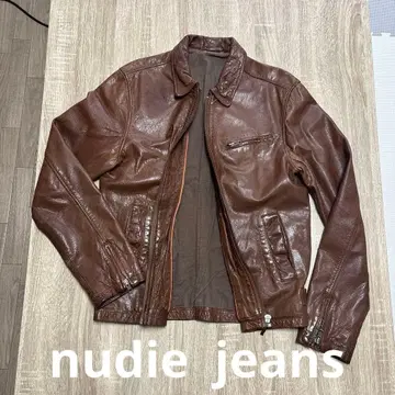 누디진 레더 재킷 브라운