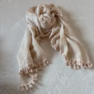 23구 베이지 체크 스톨 프린지