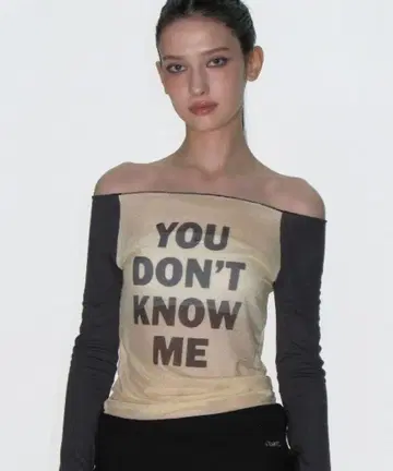 CRANK Mesh lettering off-shoulder top